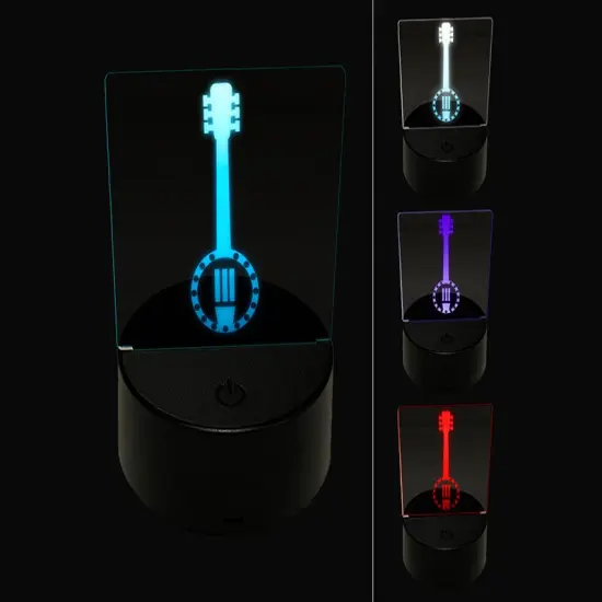 Banjo Music 3D Illusion LED Night Light Sign Nightstand Desk Lamp {1}