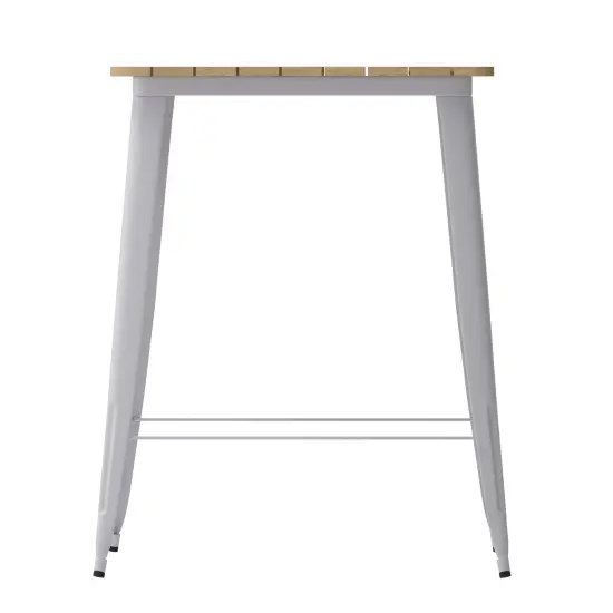 Merrick Lane Dryden Indoor/Outdoor Bar Top Table, 31.5" Square All Weather Poly Resin Top with Steel base Brown/Black {9}