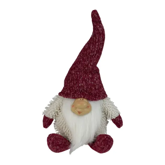 Northlight Chubby Smiling Gnome Plush Christmas Figure - 15" - Ivory and Red {1}