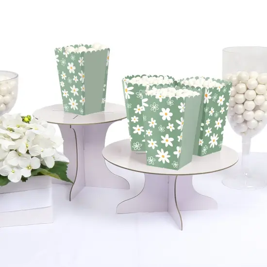 Big Dot of Happiness Sage Green Daisy Flowers - Floral Party Favor Popcorn Treat Boxes - Set of 12 {4}