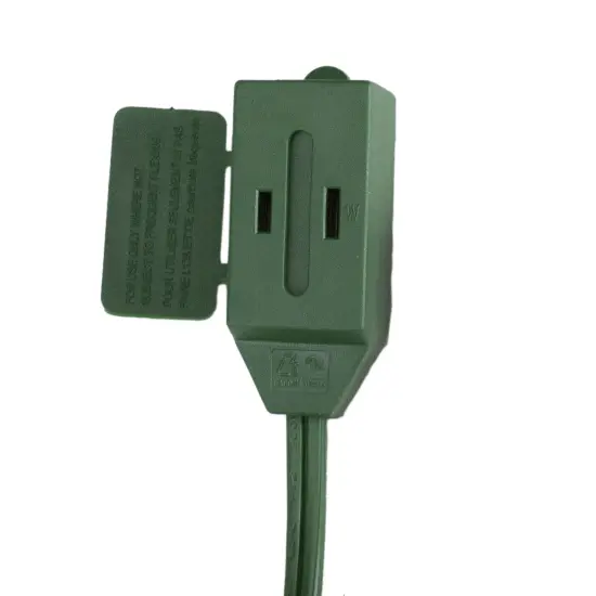 Northlight Indoor Power Extension Cord 3-Outlets with Safety Lock - 9' - Green {3}