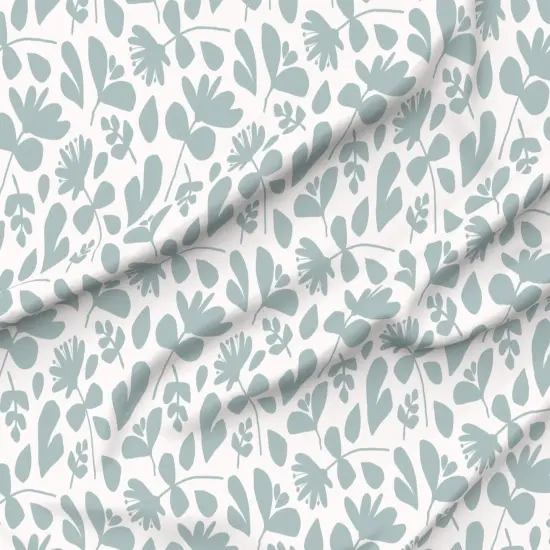 Various Fabrics by the Yard or Fat Quarter Duck Egg Blue Modern Floral Silhouette Pressed Flowers Botanical Boho Chic Large Scale Custom Printed Fabric by Spoonflower {6}