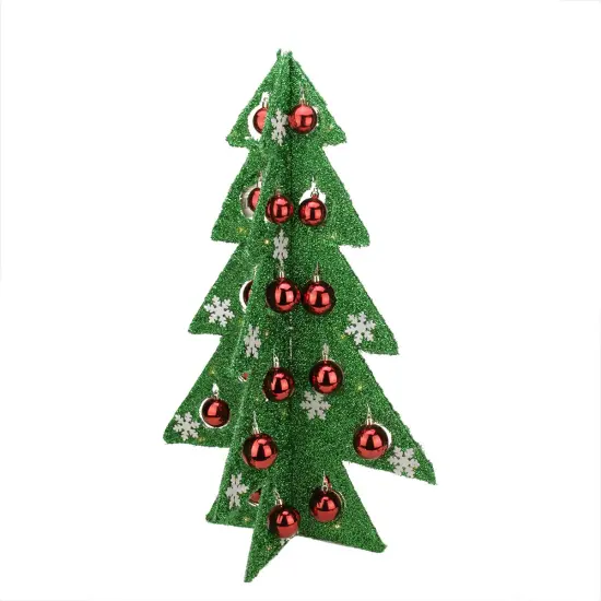Northlight LED Lighted Christmas Tree with Ornaments Decoration - 28" - Green and Red {1}