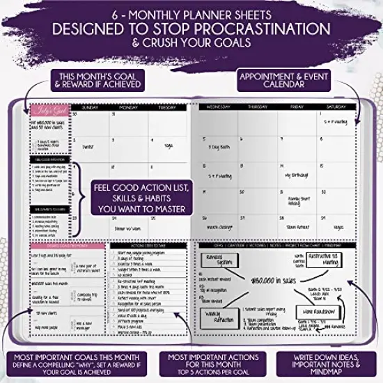 Goal Planner - A 90 Day Journey Creating Your Dream Life - Personal Gratitude Journal, Week Success Planner, Vision Board & Organizer + Planner Stickers, Undated {1}