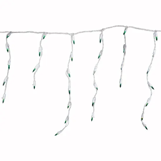 Northlight Mini Icicle Christmas Lights - Incandescent - 3.5' White Wire - Green - 100ct {4}