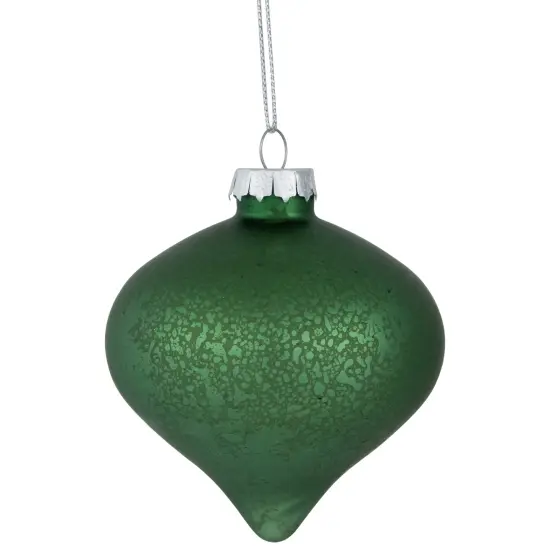Northlight 3-Finish Glass Christmas Ball and Onion Ornaments - 3" (80mm) - Forest Green - 9ct {6}