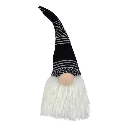 Northlight Plush Sitting Christmas Gnome with Long Beard Decoration - 12" - Black and White {1}