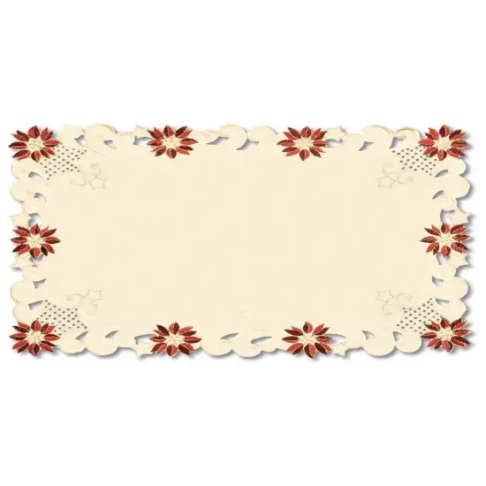 Heritage Lace Set of 4 Beige with Embroidered Orange Flowers Placemats 14" x 20" {1}