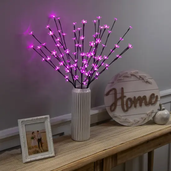 Northlight LED Lighted Cherry Blossom Artificial Tree Branches - 2.5' - Fuchsia Pink - Set of 3 Black {1}