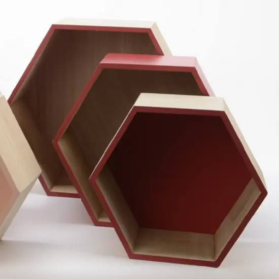 Kaemingk Hexagonal Hanging or Standing Shadow Boxes - 15.5" - Set of 3 - Brown {1}