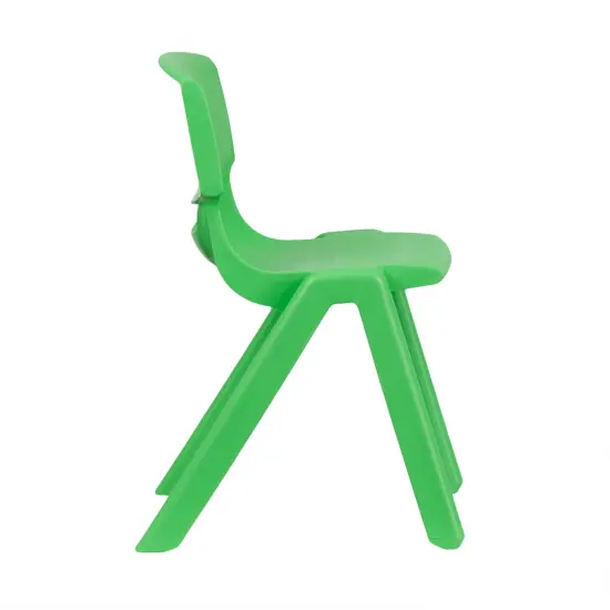 Emma and Oliver 2 Pack Plastic Stack School Chair with 13.25"H Seat, K-2 School Chair Green {6}