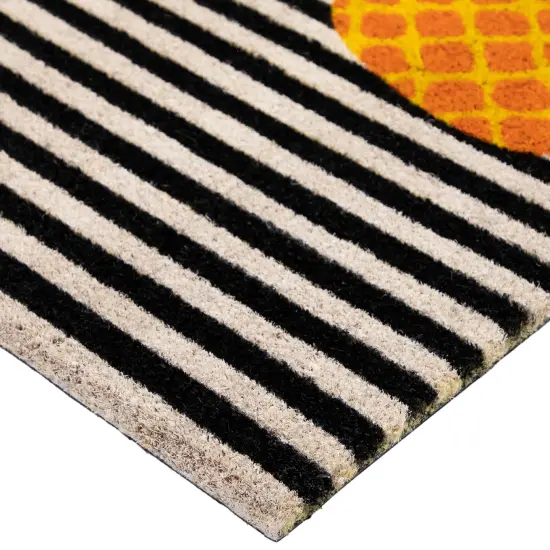 Northlight Ivory and Orange Pineapple Striped Natural Coir Outdoor Summer Doormat 18" x 30" {7}