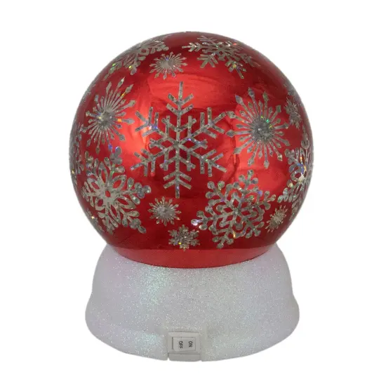 Northlight LED Lighted Shiny Snowflake Water Globe Decoration - 6.5" - Red - Warm White {5}