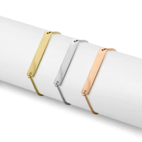 Flat Adjustable Stainless Steel PVD Coated Bar Bracelet Gold {1}