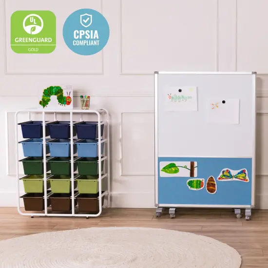 5-Tier Storage Rack with 15 Cubby Bins 5x3, Multipurpose Organization Earthtone {6}