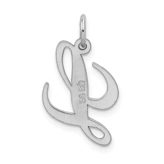 Sterling Silver Medium Script Initial Letter L Charm Jewerly 18mm x 13mm {4}