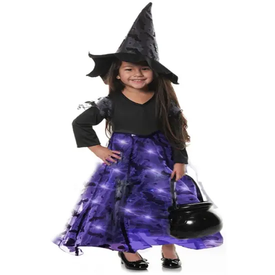 Girl's Light Up Purple Witch Costume {1}