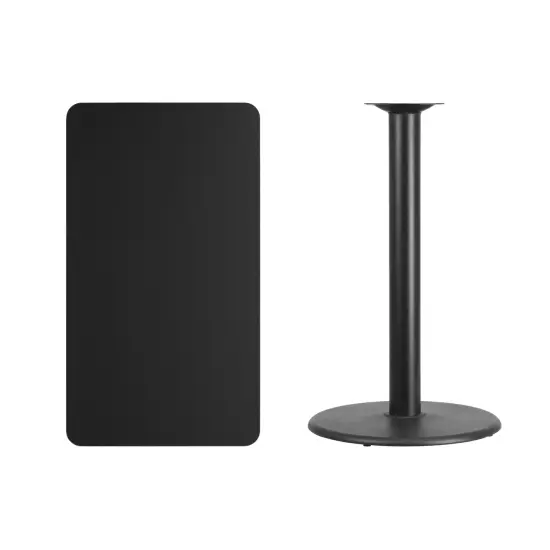 Emma and Oliver 24"x42" Rectangular Laminate Bar Table with 24" Round Base Black {3}