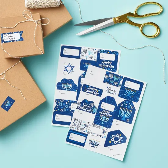 Big Dot of Happiness Hanukkah Menorah - Assorted Chanukah Holiday Party Gift Tag Labels - To and From Stickers - 12 Sheets - 120 Stickers {3}