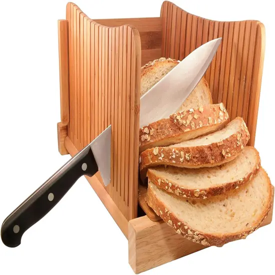 Dbtech Wood Bread Slicer for Homemade Bread, Compact & Foldable Bread Slice Guide {2}
