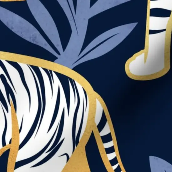 Various Fabrics by the Yard or Fat Quarter Maximalist Tiger Animalier Bold Graphic Blue White Gold Large Scale Animal Print Custom Printed Fabric by Spoonflower {7}