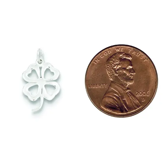 Sterling Silver 4 Leaf Clover Charm Good Luck Jewelry 19mm x 13mm {2}