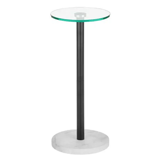 mDesign Metal/Glass Top Round Accent Side/End Drink Table Furniture {4}