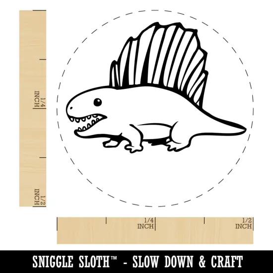 Wary Dimetrodon Dinosaur with Dorsal Sail Fin Self-Inking Rubber Stamp for Stamping Crafting Planners Brown {1}
