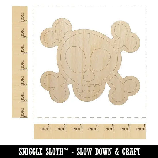 Skull and Crossbones Doodle Unfinished Wood Shape Piece Cutout for DIY Craft Projects {1}