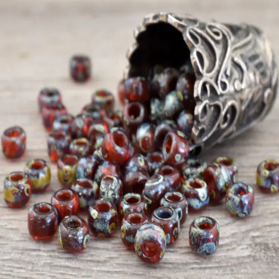 Translucent Flame Red Picasso Miyuki Seed Beads - Miyuki 4503 {3}