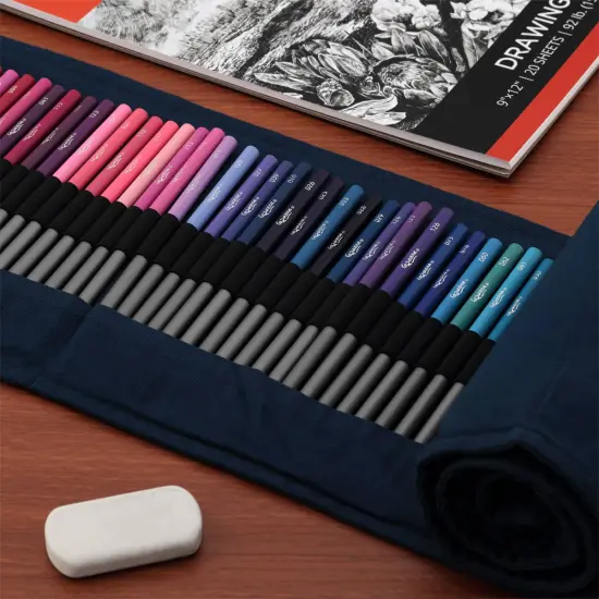 Cezanne Sets of Professional Colored Pencils with Canvas Roll-Up Case - Premium, High Pigment Colored Pencils, 3.3mm Diameter Lead and Storage Case with Zipper Pouch {6}