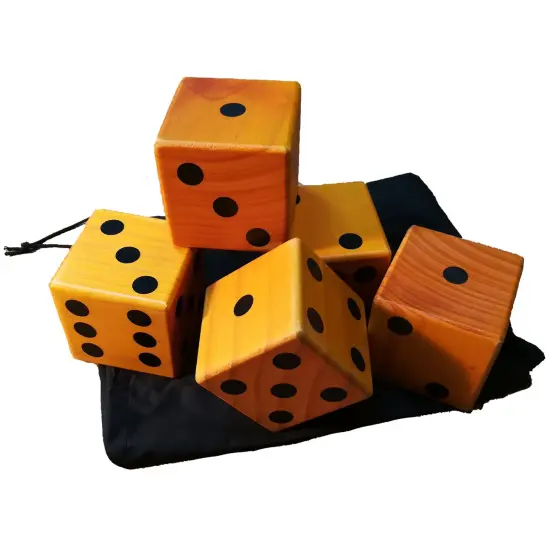 WE Games Giant Roll 'em Dice - Set of 5 Wooden Lawn Dice {4}