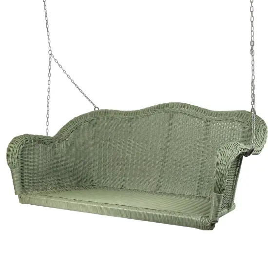 Northlight Hand Woven Resin Wicker Porch Swing with Chain - Green {4}