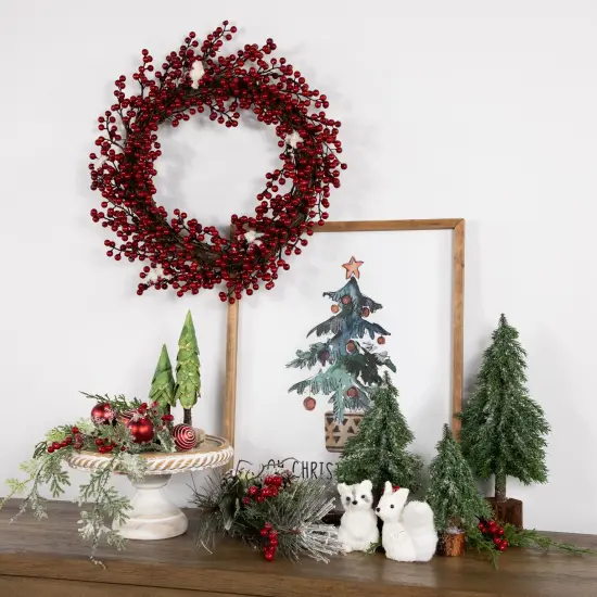 Northlight Frosted Berry Artificial Christmas Wreath - 18" - Unlit Red {4}