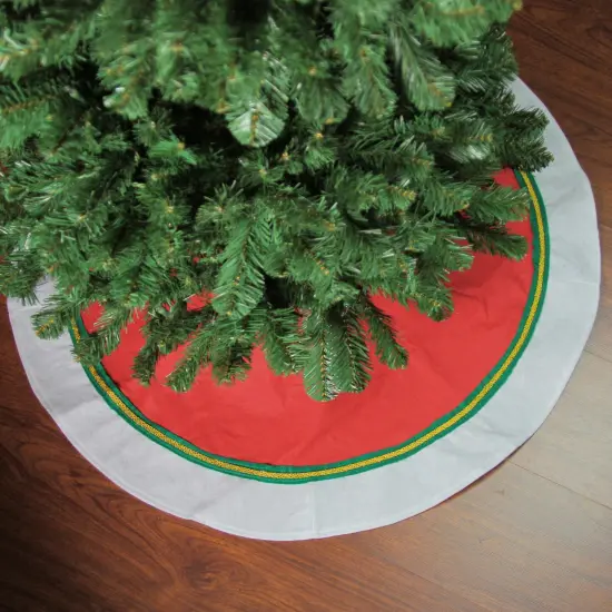 Northlight Traditional Christmas Tree Skirt with Ribbon Trim - 36" - Red and White {1}
