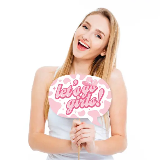 Big Dot of Happiness Funny Pink First Rodeo - Cowgirl 1st Birthday Party Photo Booth Props Kit - 10 Piece {3}