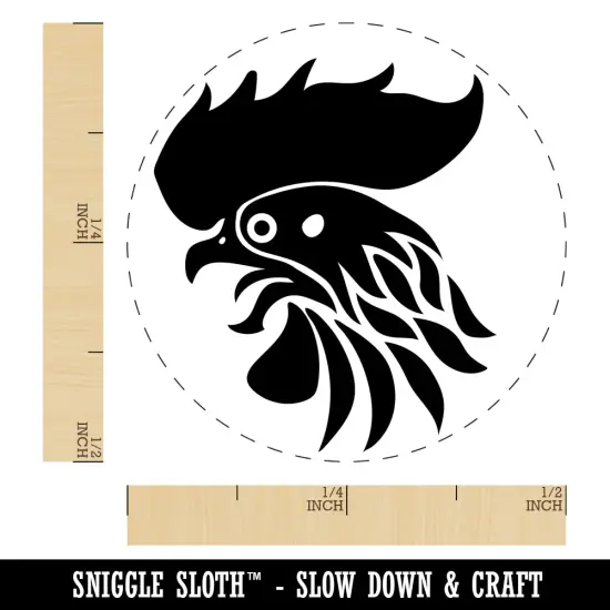 Wild Rooster Head Self-Inking Rubber Stamp for Stamping Crafting Planners Brown {1}