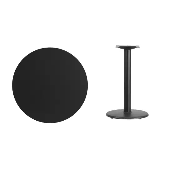 Emma and Oliver 30" Round Laminate Table Top with 18" Round Table Height Base Black {3}