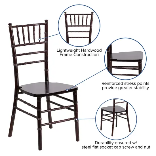 Emma and Oliver Wedding & Event Wood Chiavari Dining Chair Walnut {2}