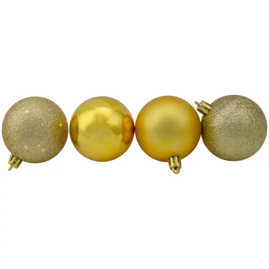 Northlight Shatterproof 4-Finish Christmas Ball Ornaments - 2.5" (60mm) - Vegas Gold - 24ct {4}