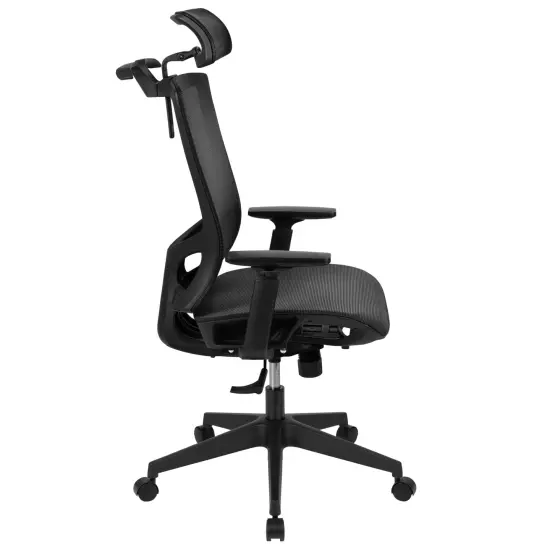 Emma and Oliver Ergonomic Mesh Office Chair-Synchro-Tilt, Pivot Headrest, Adjustable Arms Black {5}