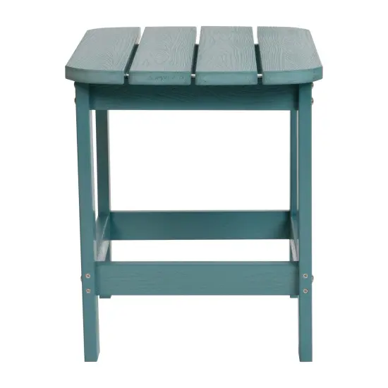 Merrick Lane Riviera Poly Resin Indoor/Outdoor All-Weather Adirondack Side Table Teal {4}
