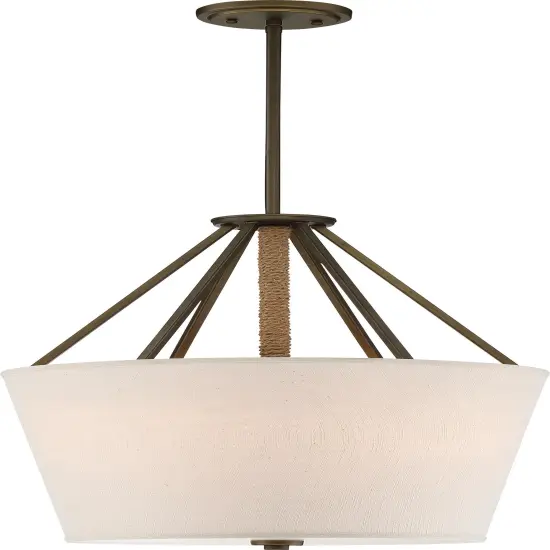 Nuvo Senaca 3-Light 17" Pendant w/Linen Fabric Rope Accent in Aged Bronze Finish Mahogany Bronze {1}