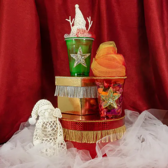 5 Yards of 4" Glitter Chainette Fringe Trim | 5 yard cut Metallic Silver {5}