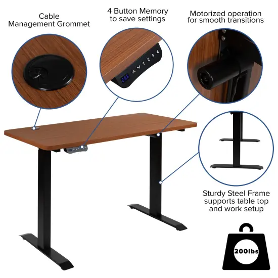 Emma and Oliver Electric Height Adjustable Standing Desk - 48" Wide x 24" Deep Mahogany {2}