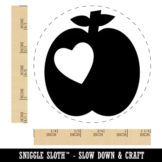 Apple with Heart Rubber Stamp for Stamping Crafting Planners {1}