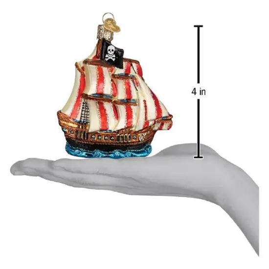 Pirate Ship Glass Christmas Tree Ornament with Free Box {2}