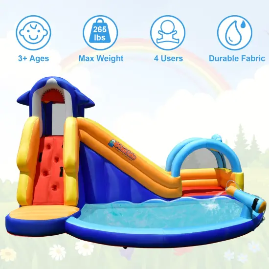 Inflatable Bouncy House with Slide and Splash Pool without Blower {5}