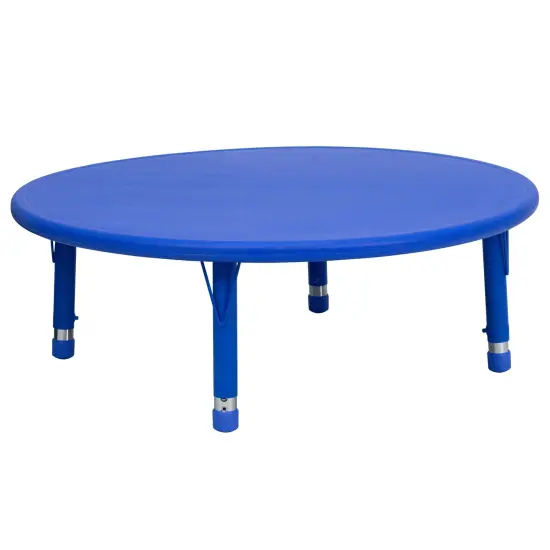Emma and Oliver 45" Round Plastic Height Adjustable Activity Table Red {9}