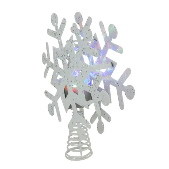 Northlight 12" Lighted White Snowflake Christmas Tree Topper - Multicolor Lights {3}